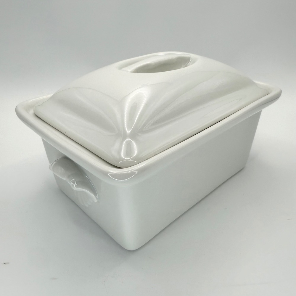 Pillivuyt France White Porcelain Covered Rectangle Baker 16oz Shell Handle